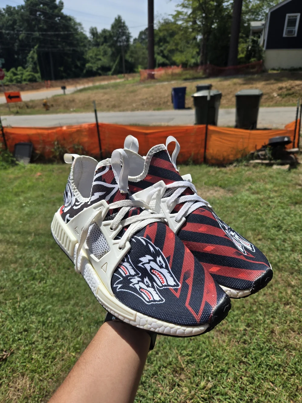 Youth Athletic Sneakers - Black & Red Stripe Kids Shoes